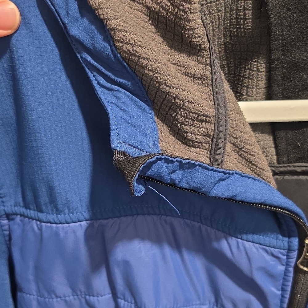 Carhartt Mens Blue Quilted Hybrid Full Zip Hooded Jacket Large Ripstop Workwear - Picture 4 of 8